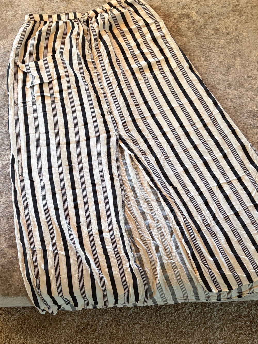 Billabong Black and White Striped Midi Skirt